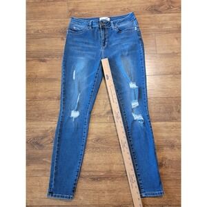 Ymi Curvy Fit Women Skinny Jeans Size 11/30 Midrise Stretch Distressed 30×28 EUC